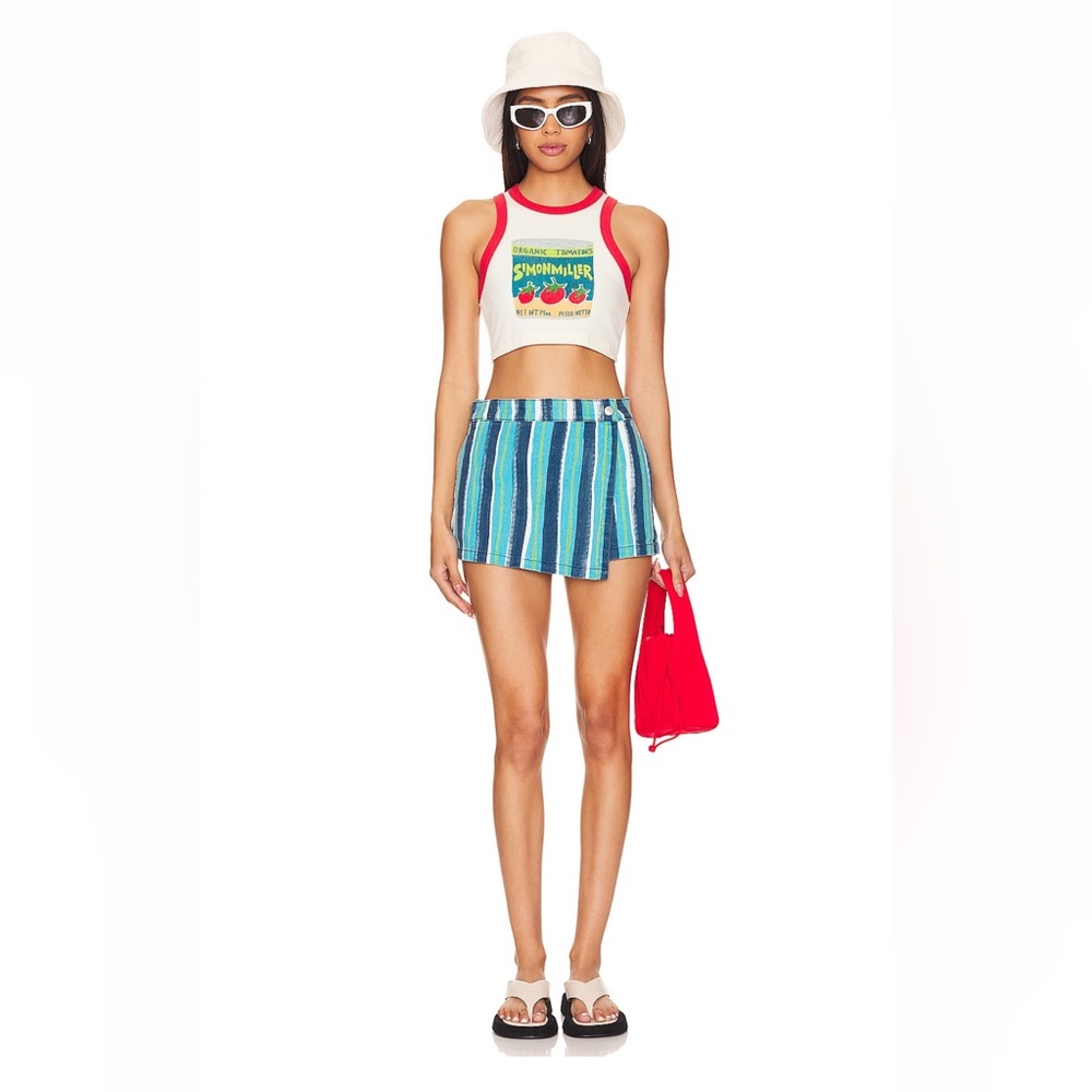 Simon Miller SOON DENIM SKORT IN INK OLIVE STRIPE